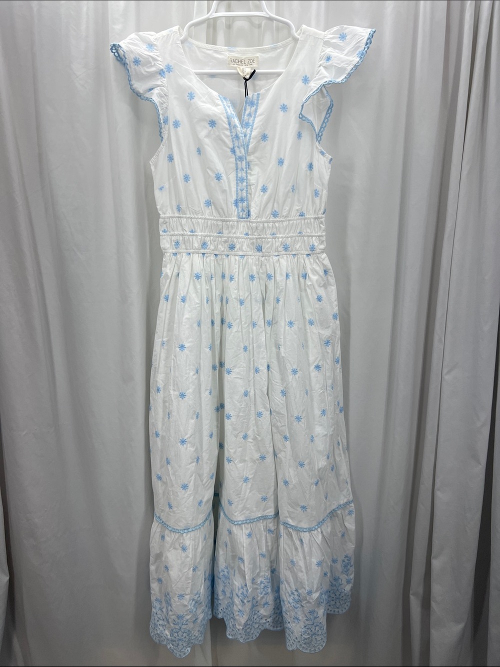 NWT’s Rachel Zoe Maxi Dress Sz 2 Light Blue Embroidery Floral Boho Mommy & Me